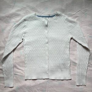 GAP White Cardigan Sweater Textured Knit